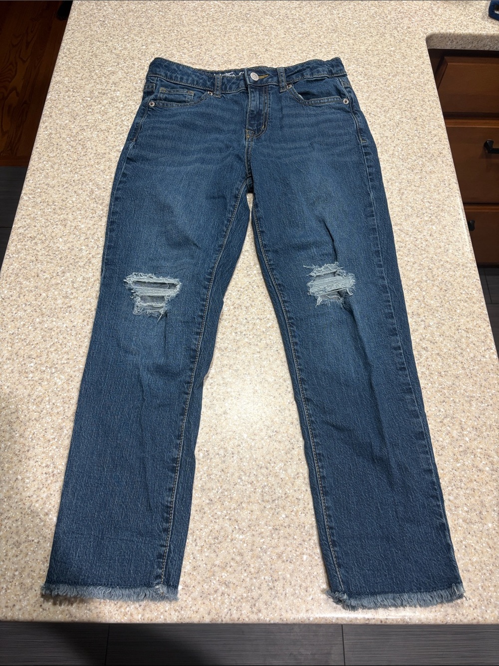Cat & Jack ankle straight leg distressed jeans size 14